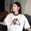 American high street tres barras manga corta camiseta mujer verano 2025 nuevo diseño suelto sentido nicho marca de moda en la ropa Specification image